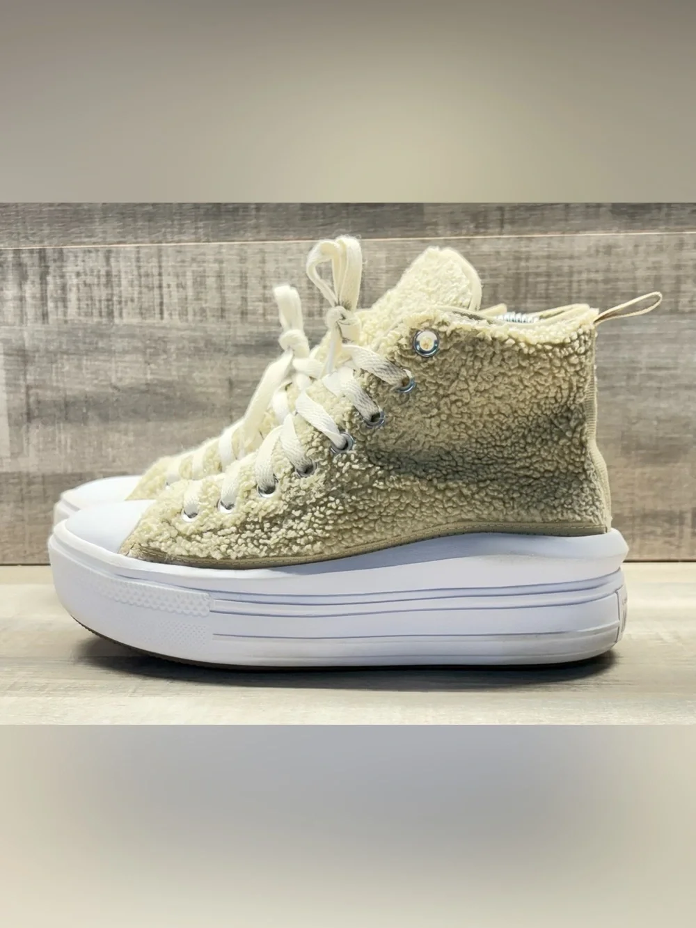 Converse Chuck Taylor All Star Platform High 'Sherpa' shoes Beach Stone